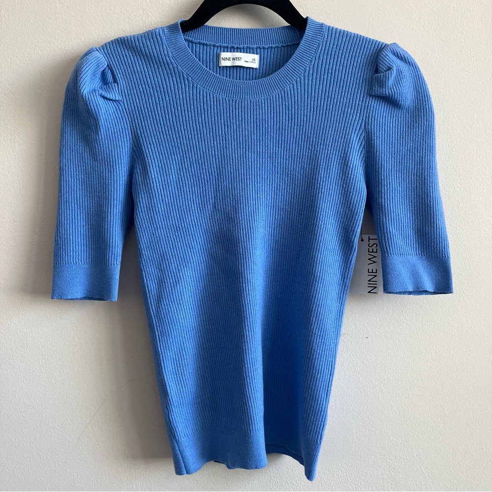 Nine West Blue Ribbed Sweater